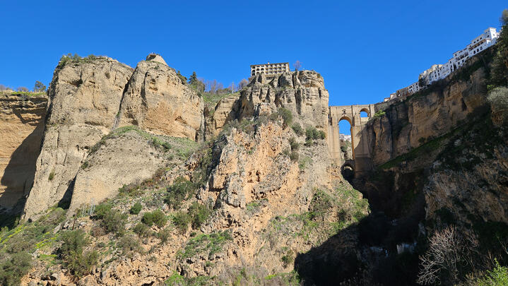 View of Ronda from the gorge (El Tajo)